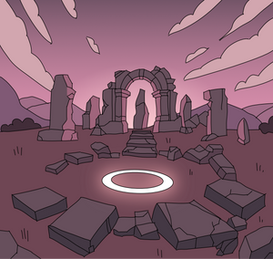 Ancient ruins with a glowing magic circle at the centre